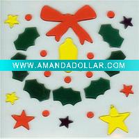 Wholesale 2011 christmas wreaths window gel stickers(LD-B2077)