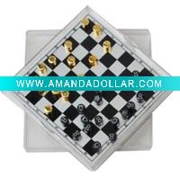 Plastic chess with checker set