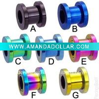 Wholesale Fashion!!! Titanium plated flesh tunnel body jewellery