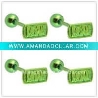 NEWEST STYLE !! Green butter fly Titanium Plated tongue barbell body jewelry/jewellery piercing