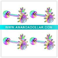 NEWEST STYLE !! Titanium color Plated tongue barbell body jewelry/jewellery piercing