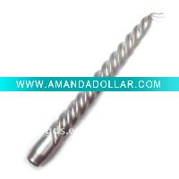 Metallic Silver Spiral Taper Candle