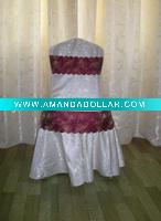Wholesale white bosi damask chair cover with lace