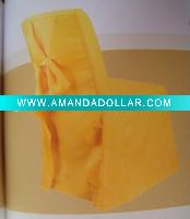 damask chair cover with flower sash