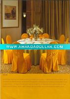 Wholesale satin chair cover with bottom pleat and back button