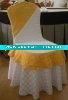 Wholesale check damask chair cover with lace and swag