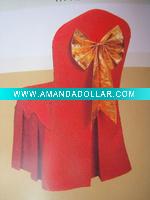 Wholesale damask chair cover with pleat and self sash