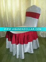 Wholesale bosi damask chair cover with band and lace