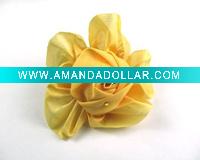 Wholesale New Ponytail Holders Silk Elastic Flower Orange