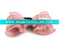 Wholesale New Ponytail Holder Silk Elastic Flower Pink