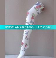 Wholesale woman color silk pantyhose/flower printing colorful fashion pantyhose/pantyhose in white color