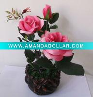 Wholesale Artificial Potted Silk ROSE Flower bonsai plant