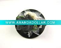 Wholesale New Ponytail Holder Silk Elastic Flower Black