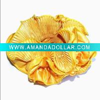 Wholesale yellow silk cloth with yellow acrylic bead hair flower