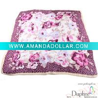 Wholesale pink flowers silk square neckerchief
