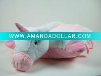 plush&stuffed unicorn cushion cover, soft animal kid's horse cushion toy, winter pillow