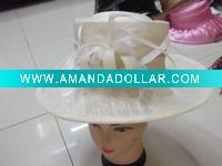 Wholesale party fashion feather women flower top church hat MH-0221