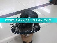 Wholesale party fashion feather women flower top church hat MH-0224