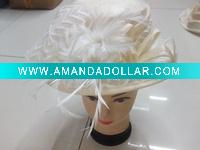 Wholesale white fashion feather lady's church hat MH-0212