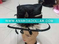 Wholesale party fashion feather women flower top church hat MH-0220