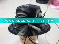 Wholesale party fashion feather women flower church hat MH-0223