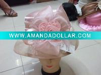 Wholesale party fashion feather women flower church hat MH-0222