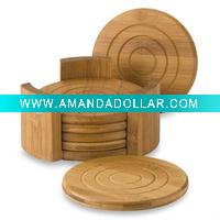 Wholesale Dia 5" Natural Bamboo Coaster Set of 6