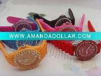 Wholesale 6 color gems quartz fashion silicone watch