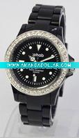 Wholesale 2011 salable black silicone watch with diamond
