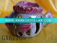 Wholesale glazed porcelain fish candle holder