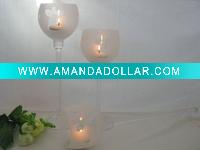 Wholesale Christmas Glass Candle Holder Set with Angel Design