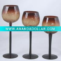 Wholesale crackle glass candle holder