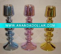 Wholesale silver vacumn glass candle holder