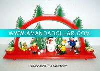 Wholesale wooden christmas candle holder, red