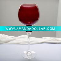 Wholesale long stem red glass candle holder