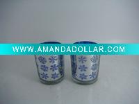 Wholesale glass X'mas candle holder with snowflake for Christmas decoration