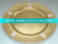 golden plastic charger tray