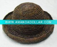 Wholesale (HBK1010B) Fashion Raffia Straw Bucket Hat