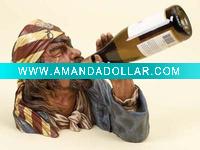 Wholesale colophony wine accessory,funny wine bottle holder,polyresin wine bottle stand