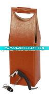 Wholesale Pu leather wine bag for 1bottles with 2pcs accessories