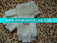 White Acrylic Knitted Gloves
