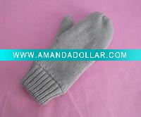 Winter plain acrylic knitted mittens/gloves for adults