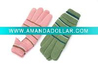 Wholesale knitted jacquard striped winter fashion acrylic glove