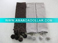 Wholesale women jacquard long gloves with poms