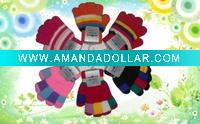 Wholesale Acrylic multicolor stripe children acrylic gloves