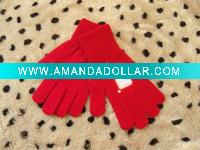 Wholesale Light Red Acrylic Knitted Magic Gloves
