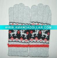 Wholesale women fashion jacquard deer gloves