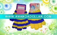 Cute embroider stripe acrylic fashion glove