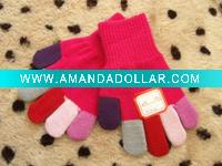 100% colorful Acrylic Knitted Magic Gloves
