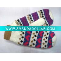 Fashion ladies jacquard acrylic knitted gloves